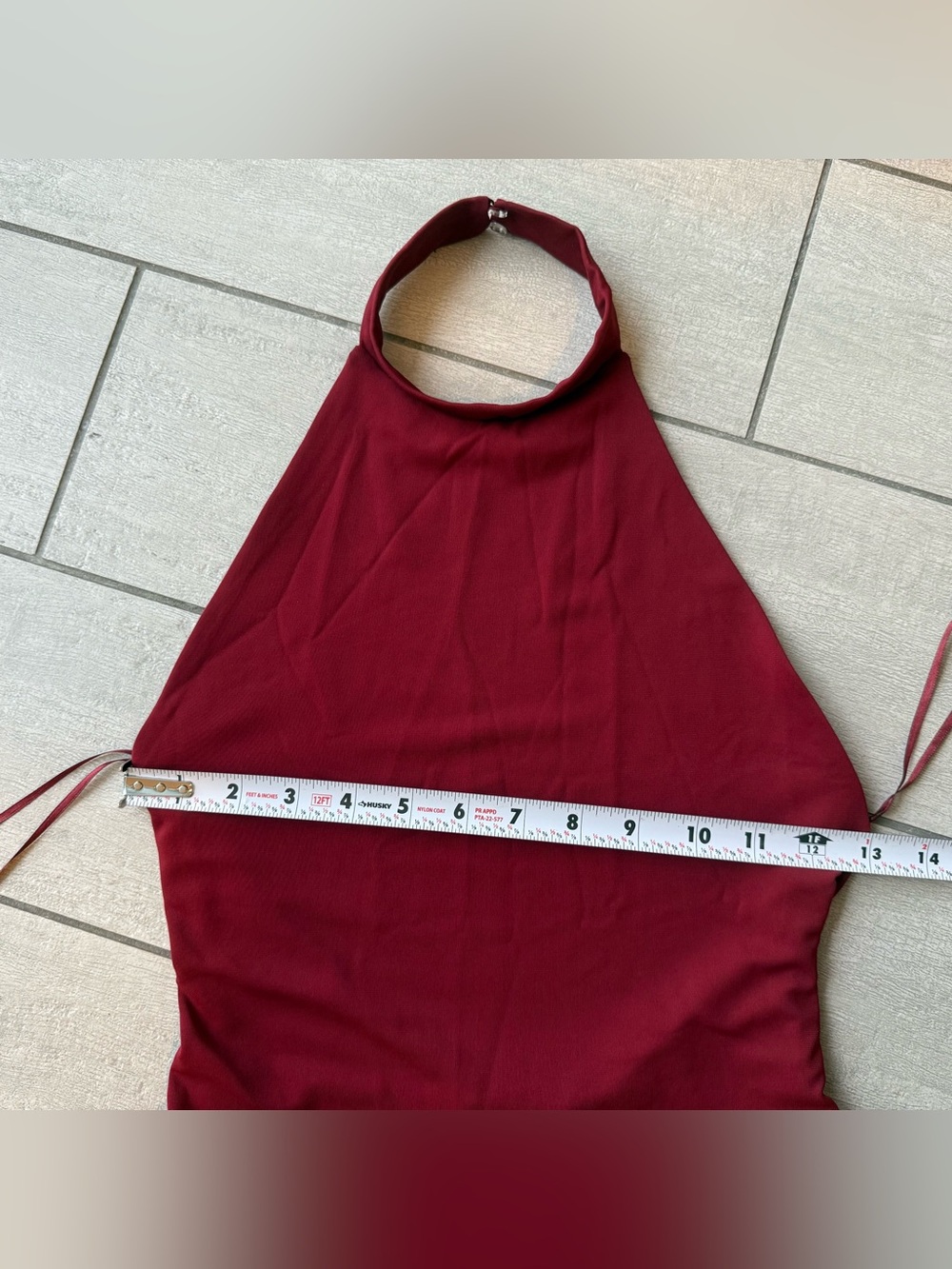 Zara NWOT contrast halter tulle combination dress wine bodycon open back Sculpt - Picture 10 of 12